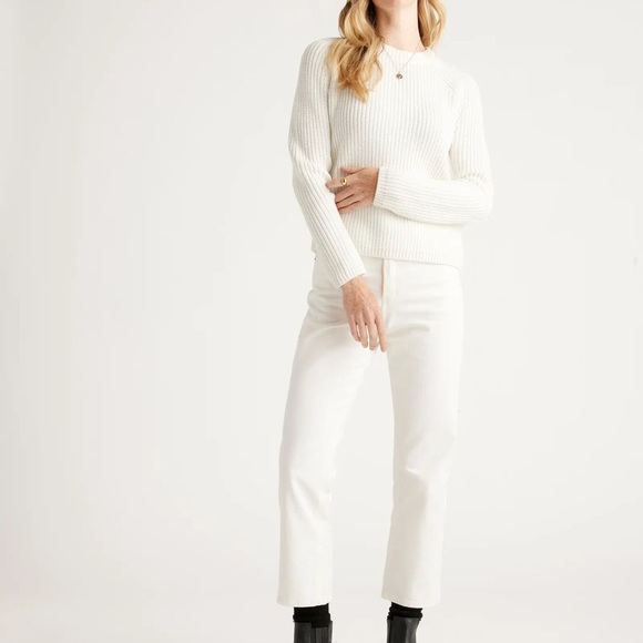 Quince Ivory Organic Cotton Fisherman Crew Sweater Small NWT - Picture 6 of 9